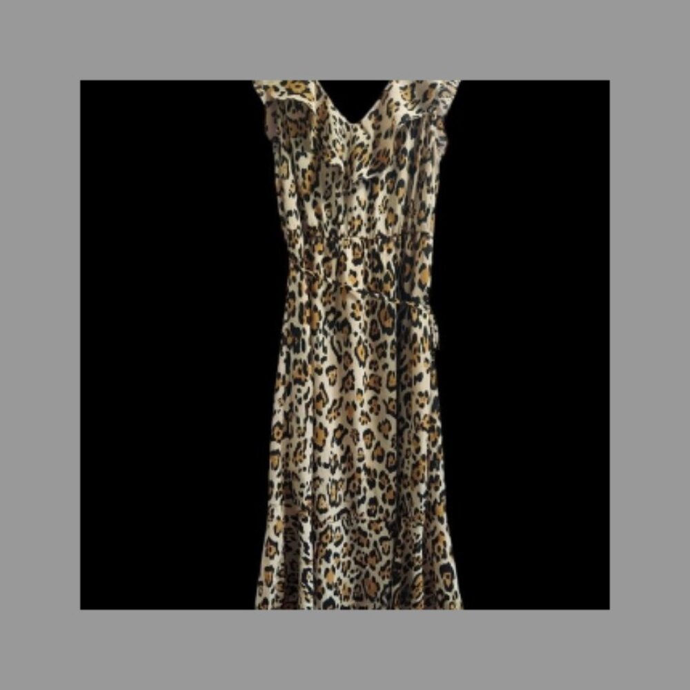 Socialite Leopard Print High-Low Ruffle Wrap Dress M - Picture 10 of 11